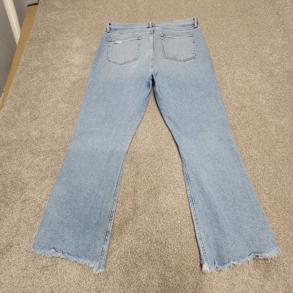 LOFT high waisted Flare Cropped jeans 32/14 Distressed Bohemian Frayed festival